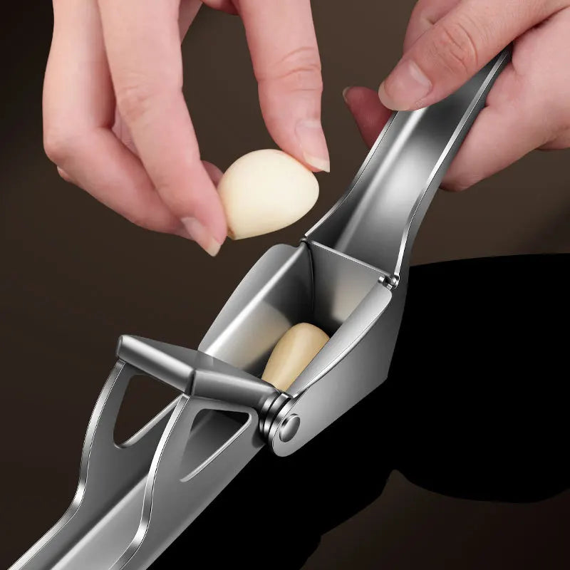 Knoblauchpresse Edelstahl für Knoblauch & Ingwer (kein Schälen notwendig) | Leicht zu reinigende Knoblauch Presse