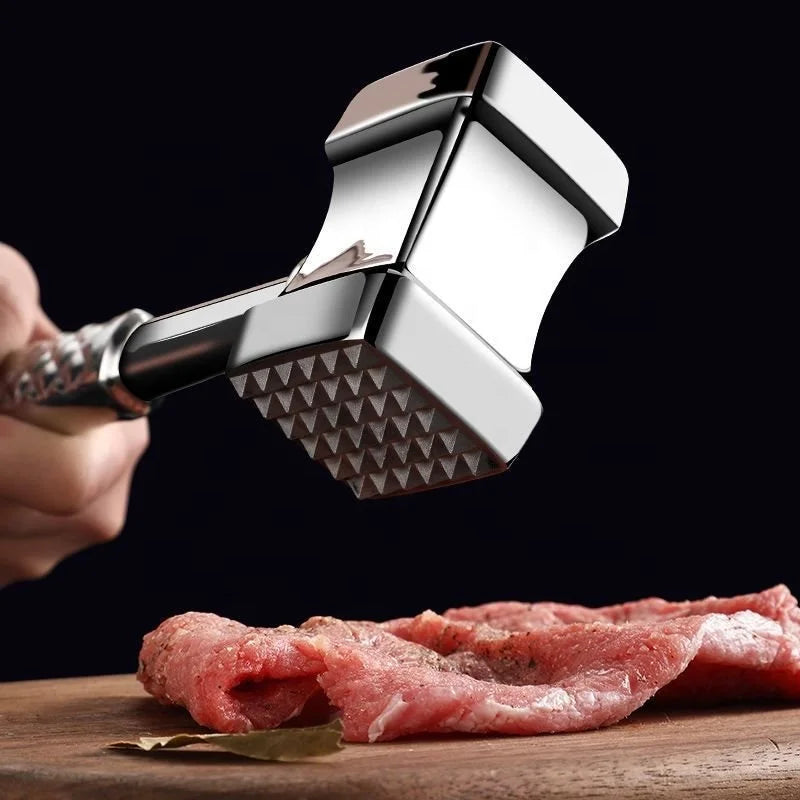 Fleischklopfer Edelstahl spülmaschinenfest - Original Design - Doppelseitiger Schnitzelklopfer ideal für Schnitzel, Koteletts, Steaks - Fleischhammer mit 5 Jahre Garantie