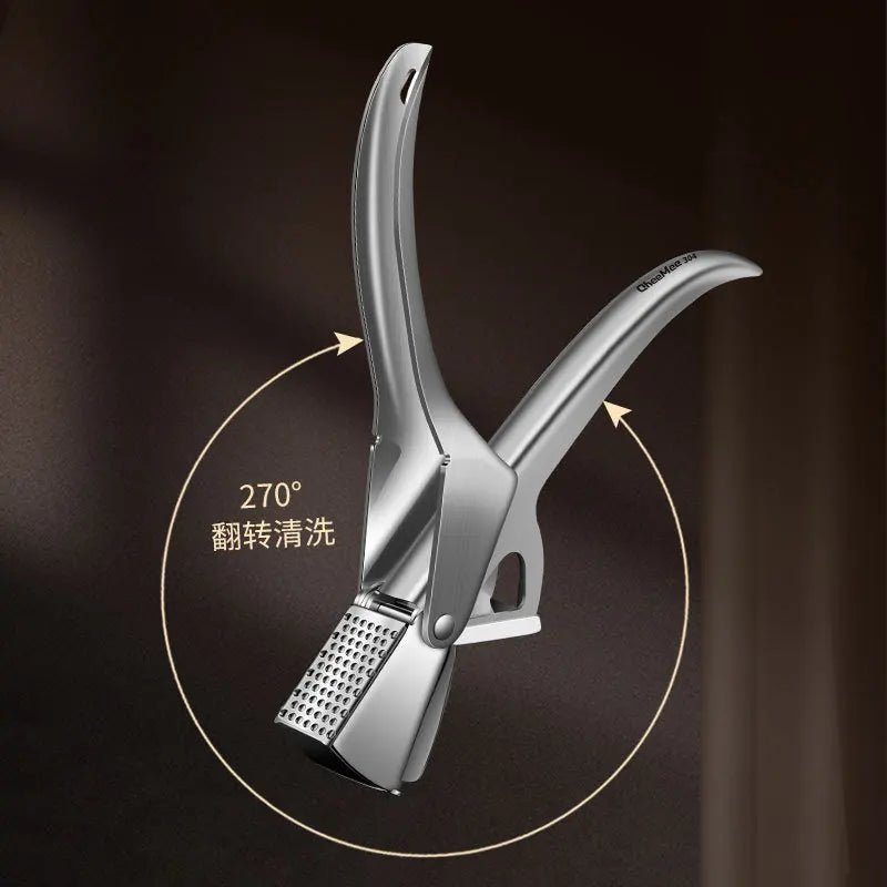 Knoblauchpresse Edelstahl für Knoblauch & Ingwer (kein Schälen notwendig) | Leicht zu reinigende Knoblauch Presse