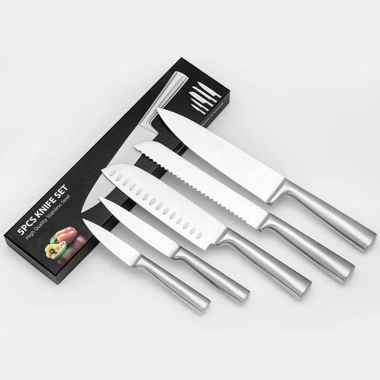 Messer-Set, 5-tlg, Küchenmesser-Set, Kochmesser-Set, Chef-Messer, Scharfe Edelstahl-Messer | Küche, Obst, Gemüse, Fleisch, hochwertiges Profi Set